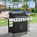 Upgraded 4 Burner BBQ Propane Gas Grill with Cast Iron Grates & Side Stove, 44,000 BTU Stainless Steel Burner Barbecue Grill for Patio, Camping, Outdoor Cooking. - image 9