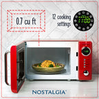 Nostalgia Retro Compact Countertop Microwave Oven - 0.7 Cu. Ft. - 700-Watts with LED Digital Display - Child Lock - Easy Clean Interior - Red - image 2