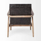 Phineas Black Genuine Leather Accent Chair with Brown Solid Wood Frame - image 6