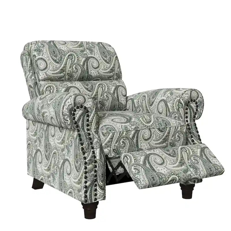 Push Back Recliner Chair with Padded Cushion and Solid Wood Legs - image 6