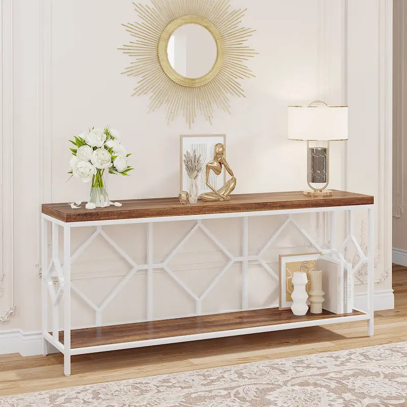 70.9-Inch Industrial Sofa Console Table with Open Storage Shelf - Extra Long Narrow Entry Table for Behind Couch - image 8