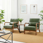 Glitzhome Set of 2 Mid-Century Modern PU Leather Accent Chairs - 30.75H with Cushions (25.75W x 33.75D) - image 20