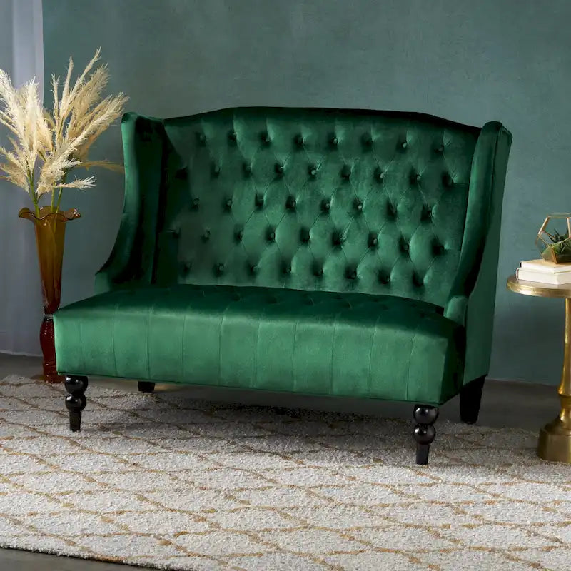 Christopher Knight Home Leora Contemporary Glam Tufted Velvet Wingback Loveseat - image 25