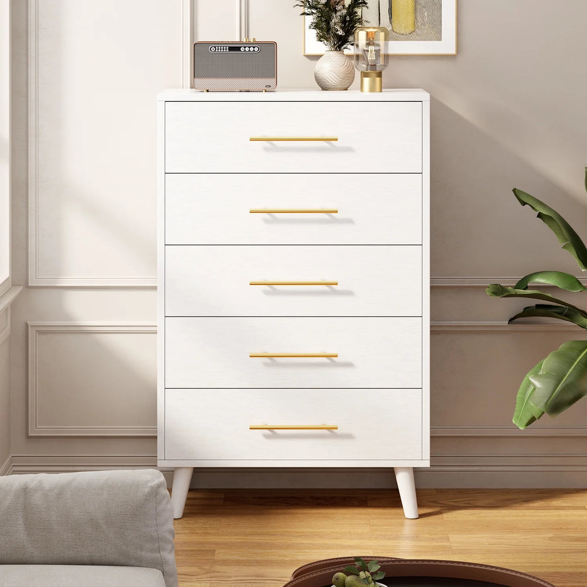 Bedroom Furniture Set - Includes Queen Bed Frame, Nightstands Set of 2, 5 - Drawer Dresser & Double Wide 6 - Drawer Dresser - Modern Storage Solution for Stylish Home Decor, Black - image 16