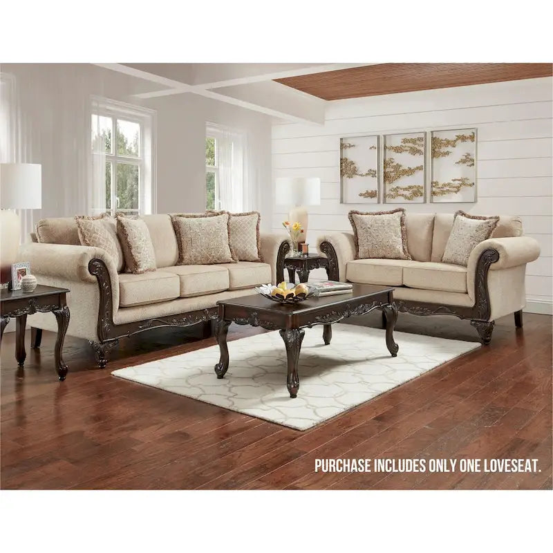 Roundhill Furniture Hernen Carved Wooden Frame Loveseat - image 6