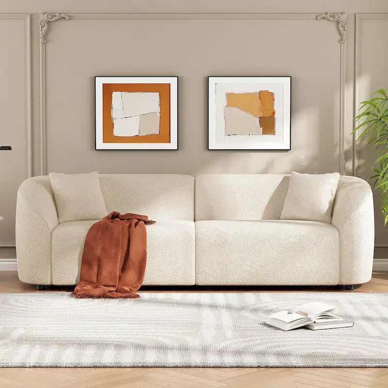 87.5 Boucle Curved 3-Seater Sofa with Sculptural Ergonomics - image 5