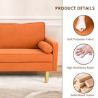 Elegant 65-Inch Orange Polyester 2-Seater Loveseat with Side Pockets and Round Cushions - image 7