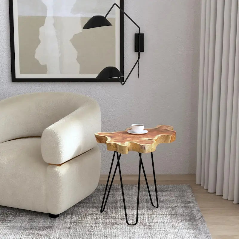 East at Main Live-Edge Teak Wood Table with Iron Legs - image 1