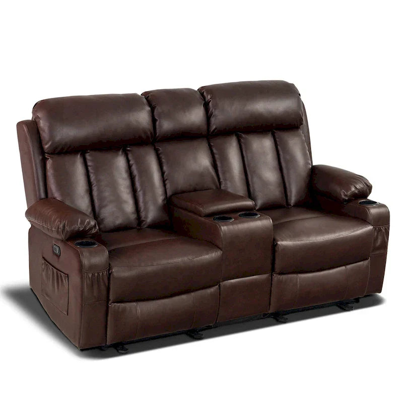 MCombo Faux Leather Electric Reclining Sofa with Heat and Massage - Models 6095/6075/6077 - image 1