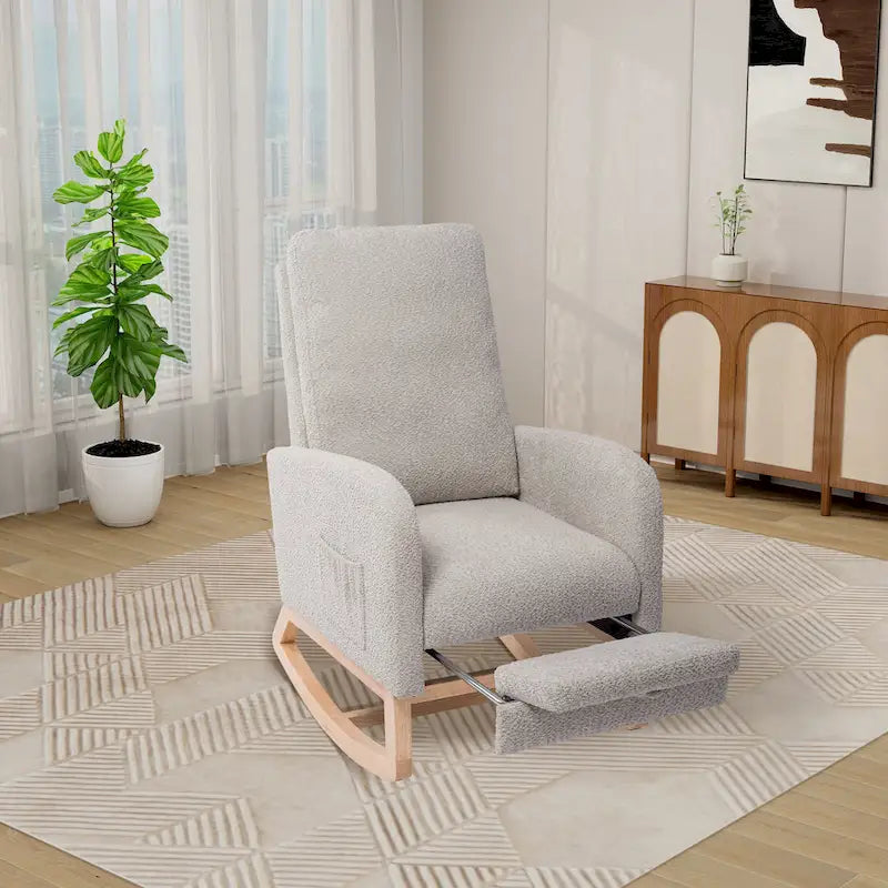 Ergonomic High Back Rocking Chair with Adjustable Footrest - image 18