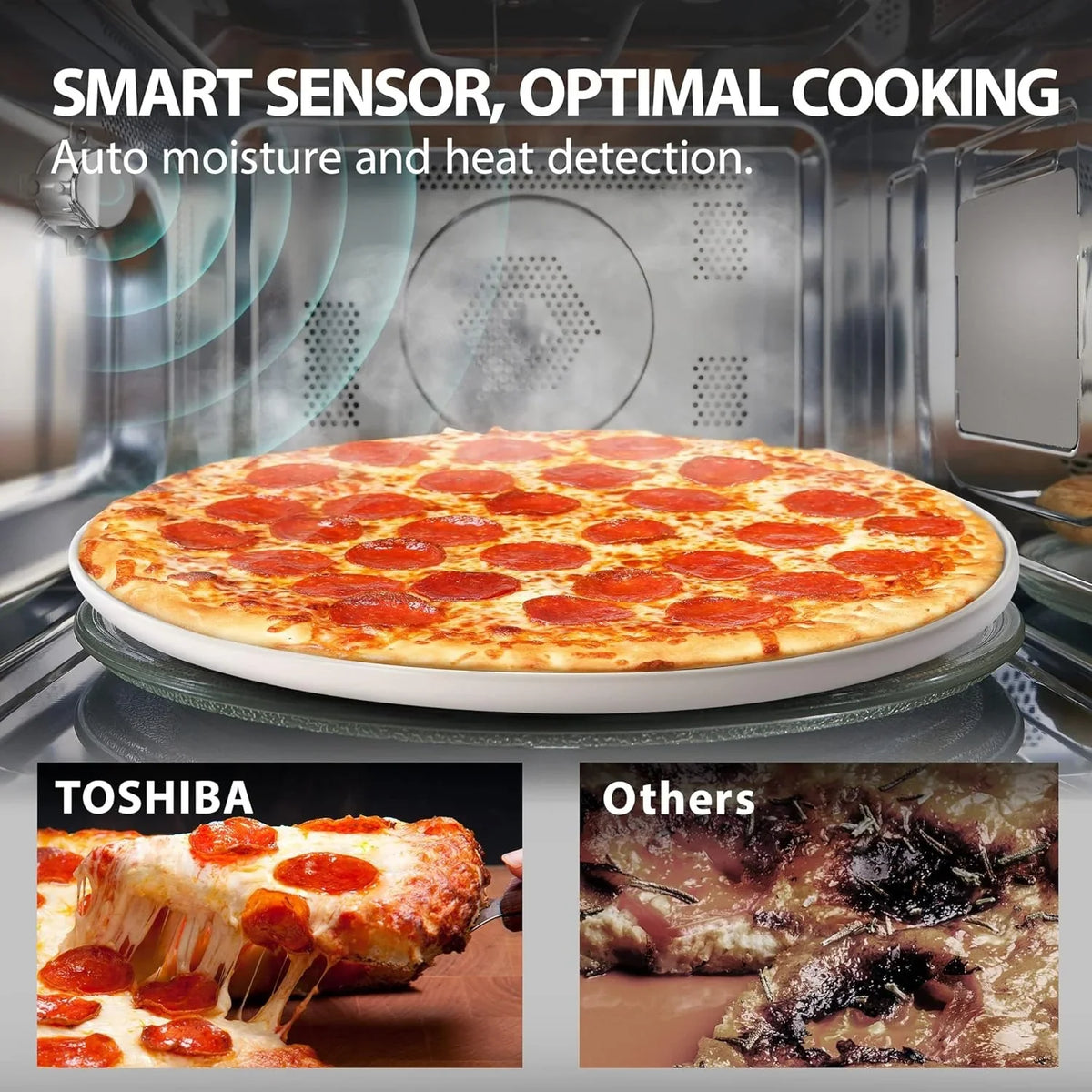 TOSHIBA 4-in-1 ML-EC42P(SS) Countertop Microwave Oven, Smart Sensor, Convection, Air Fryer Combo, Mute Function, Position Memory 13.6" Turntable, 1.5 Cu Ft, 1000W, Silver - image 4