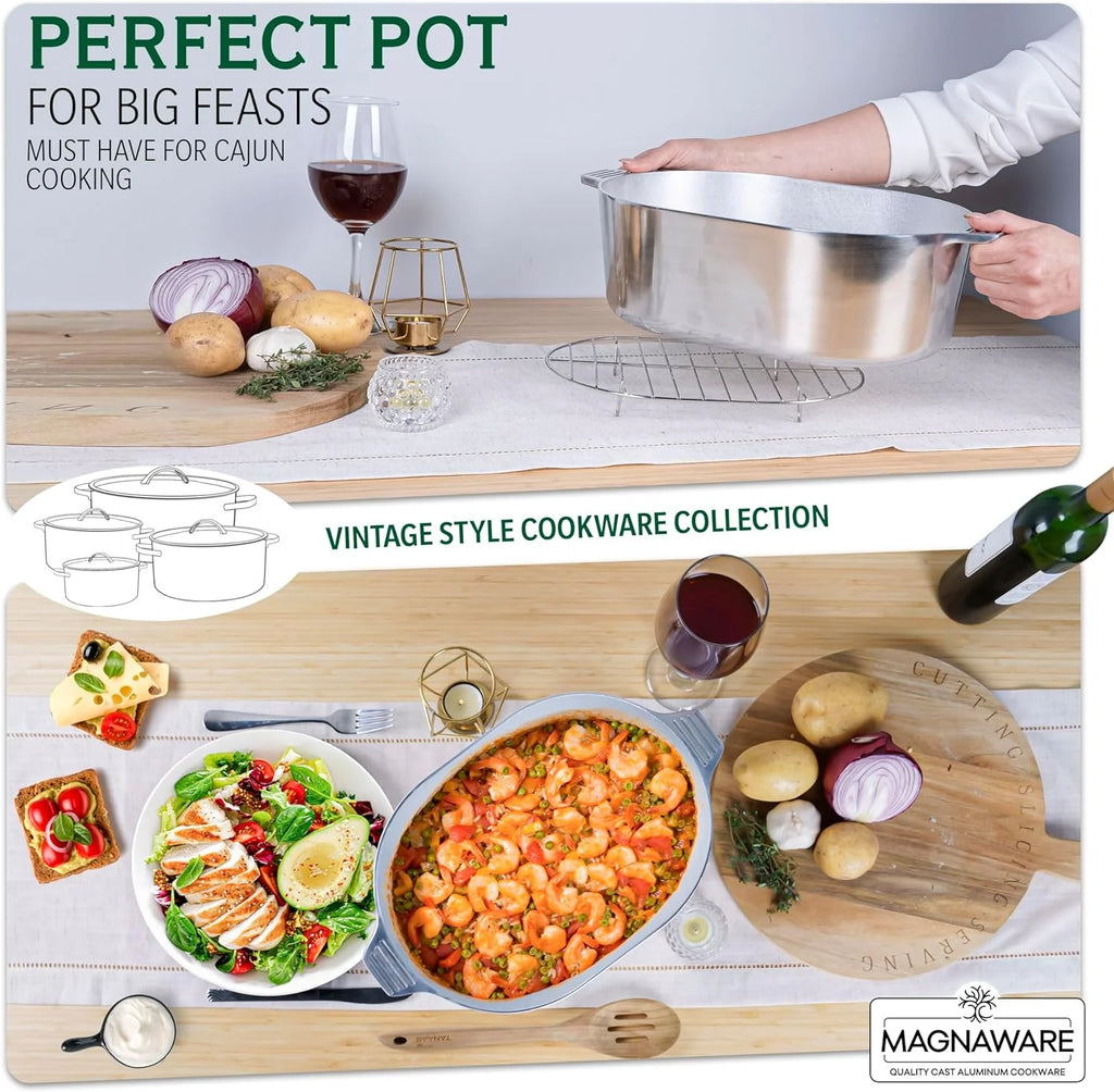 Cast Aluminum Dutch Oven - 8 Quart - Oval Dutch Oven Pot with Lid for Families and Parties - Lightweight Cajun Cookware with Ideal Heat Distribution - Oval Roaster Pan with Lid (13 Inch) - image 21