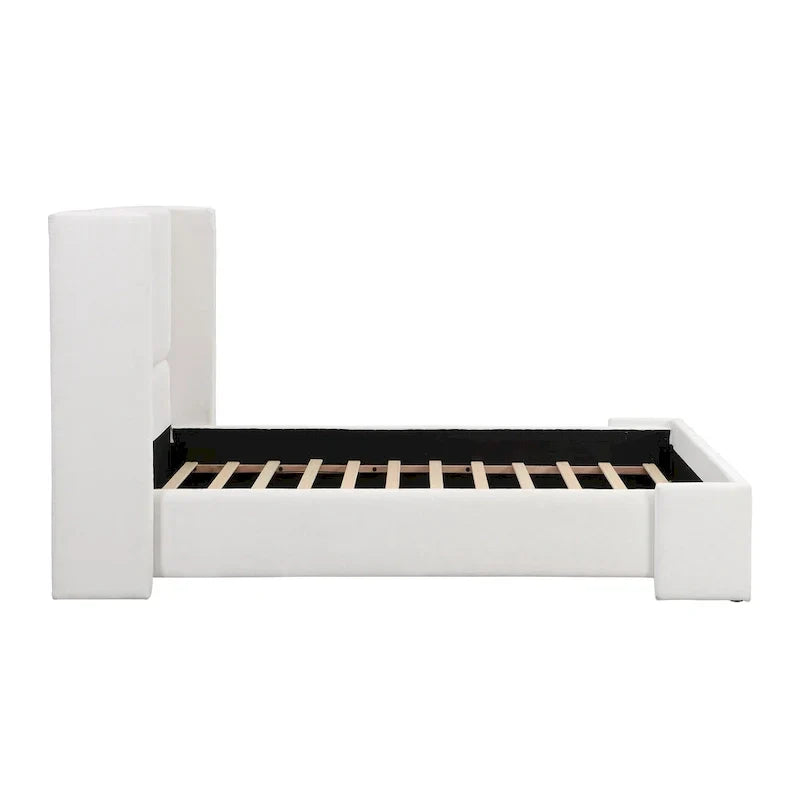 Isabella Queen White Upholstered Bed with Tall Wingback Headboard by Christopher Knight Home - image 8
