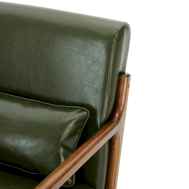 Glitzhome Set of 2 Mid-Century Modern PU Leather Accent Chairs - 30.75H with Cushions (25.75W x 33.75D) - image 35