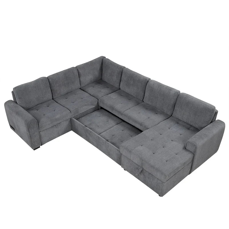 Roomfitters U-Shaped Sectional Sofa with Pull-Out Bed, Storage Chaise Lounge, and Integrated Charging Ports for Living Room - image 20