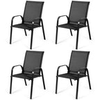 Costway Set of 4 Patio Chairs with Armrests for Garden and Deck - View Details - image 3