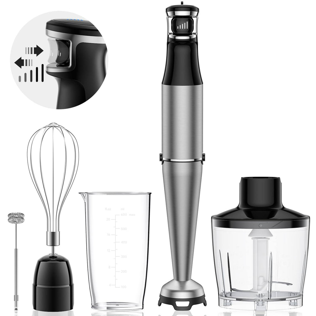 Immersion Hand Blender 5 in 1: 1100W Electric Blender Handheld Stick Mixer with Trigger Control Grip, Emulsion Blenders for Kitchen Soup, Mayo, - image 1