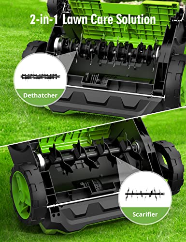 SWIPESMITH 13-Inch 12 Amp Electric Dethatcher Scarifier with Foldable Handle, 2-in-1 Lawn Dethatcher - image 5