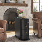 Solid Wood Chairside End Table, Two-Drawer Narrow Side Table Slim - image 33