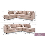 Malone 111-Inch Suede 4-Seater Sectional Sofa with Two Throw Pillows - Dimensions: 111L x 78W x 34H - image 30