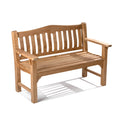 Ash & Ember Hawthorne Grade A Teak 53" Bench, Seats 2 People Comfortably, Weather Resistant Indoor Outdoor Solid Wood Patio Furniture with Tightly Spaced Slats, Bowed Back, Armrests - image 1