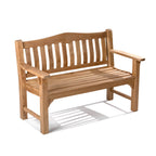 Ash & Ember Hawthorne Grade A Teak 53" Bench, Seats 2 People Comfortably, Weather Resistant Indoor Outdoor Solid Wood Patio Furniture with Tightly Spaced Slats, Bowed Back, Armrests - image 1