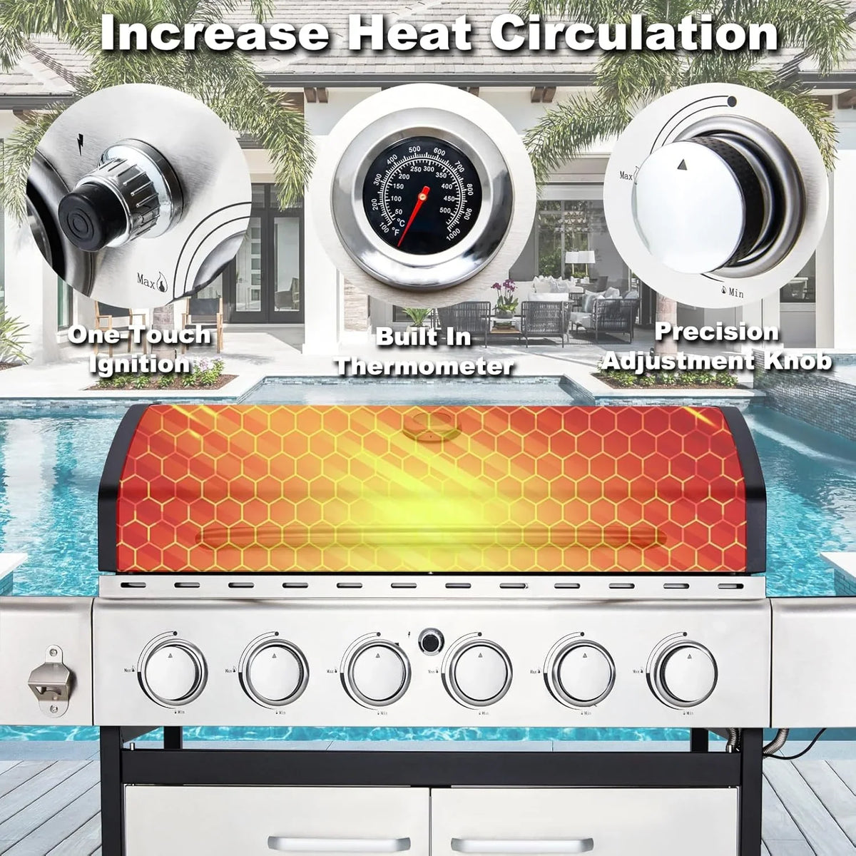 Upgraded 4 Burner BBQ Propane Gas Grill with Cast Iron Grates & Side Stove, 44,000 BTU Stainless Steel Burner Barbecue Grill for Patio, Camping, Outdoor Cooking. - image 26