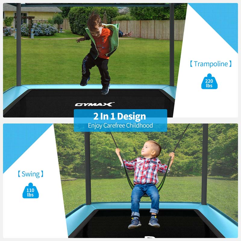 6 FT Kids Trampoline with Swing & Safety Fence, ASTM Approved Toddler Rectangle Trampoline for 3-8 Year Old - image 18