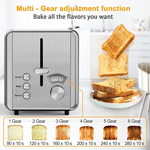 whall Toaster 2 slice Stainless Steel Toasters with Bagel, Cancel, Defrost Function, for Various Bread Types - image 4