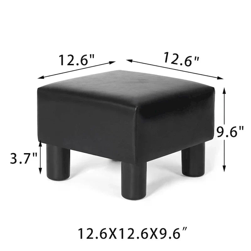 Square Footrest Stool with Upholstered Seat and Wooden Legs - image 14