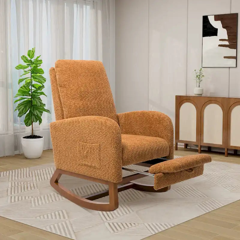 Ergonomic High Back Rocking Chair with Adjustable Footrest - image 1