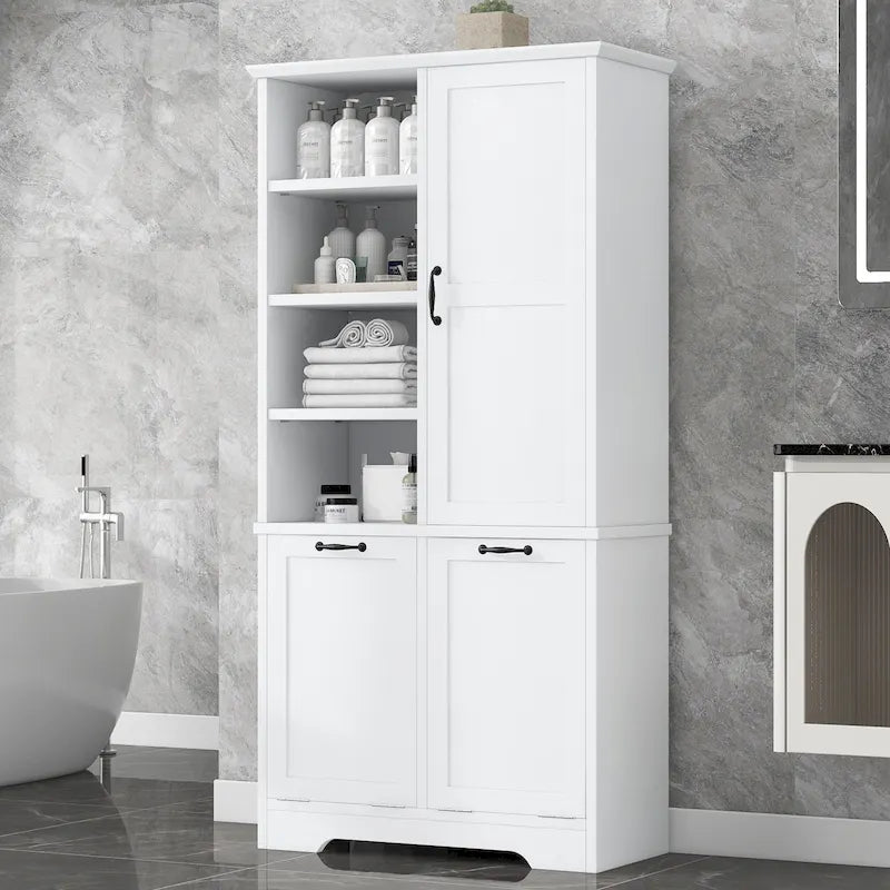 Multi-Functional Bathroom Storage Cabinet with Doors, Drawers, and Tilt-Out Laundry Hamper - image 2