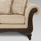 Roundhill Furniture Hernen Carved Wooden Frame Loveseat - image 9