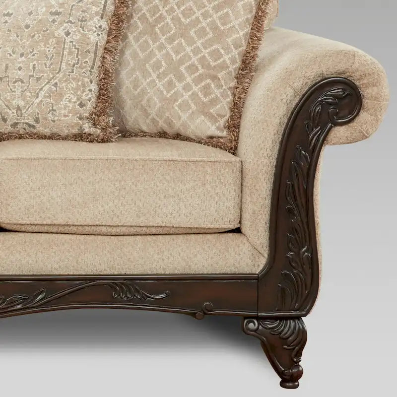 Roundhill Furniture Hernen Carved Wooden Frame Loveseat - image 9