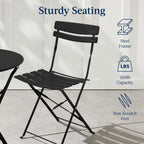 Best Choice Products 3-Piece Small Bistro Set, Folding Patio Furniture Set of 2 Chairs and Table - Black - image 20