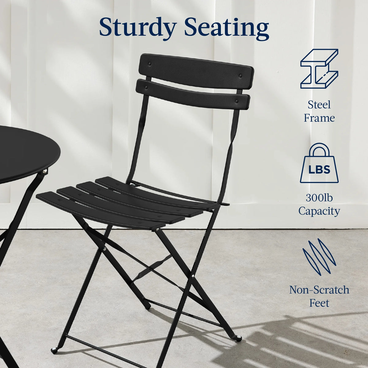 Best Choice Products 3-Piece Small Bistro Set, Folding Patio Furniture Set of 2 Chairs and Table - Black - image 20