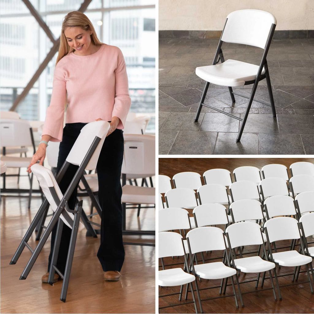 Lifetime Combo Set of (4) 8 - Foot Rectangle Folding Tables & (32) Chairs, Indoor/Outdoor Use, White (80147) - image 14