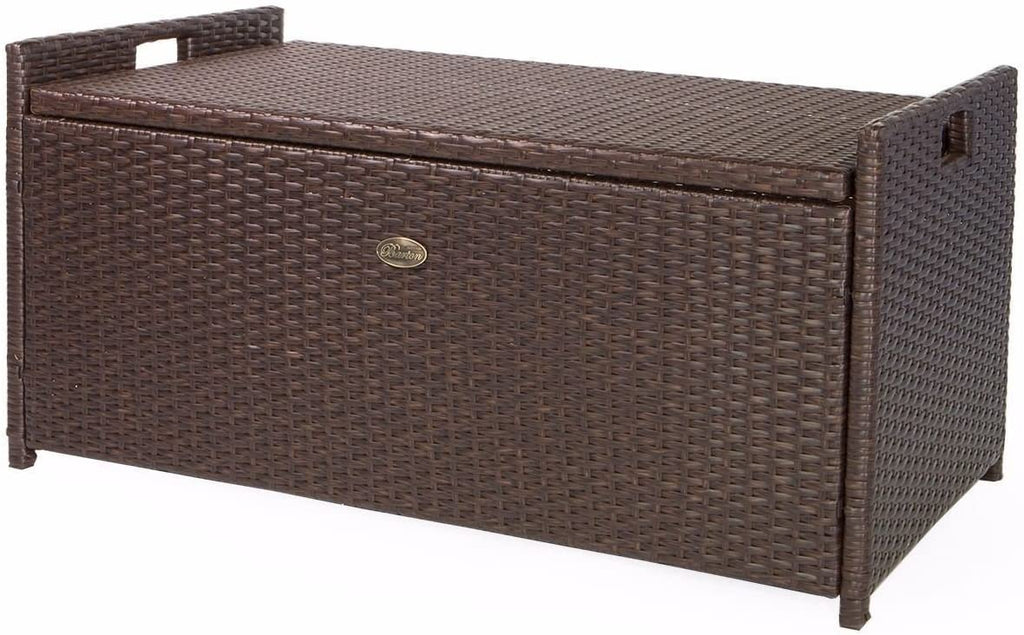 Barton Outdoor Storage Bench Rattan Style Deck Box Wicker Patio Furniture Water Resistance w/Seat Cushion, 60-Gallon, Brown - image 4