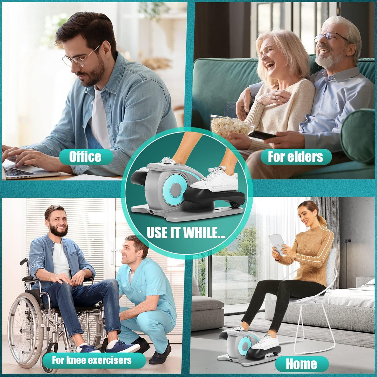 Under Desk Elliptical, Electric Ellipse Leg Exerciser While Sitting for Seniors Adults, Quiet Portable Motorized Seated Foot Pedal Exerciser with Remote Control for Home Office Use - image 21