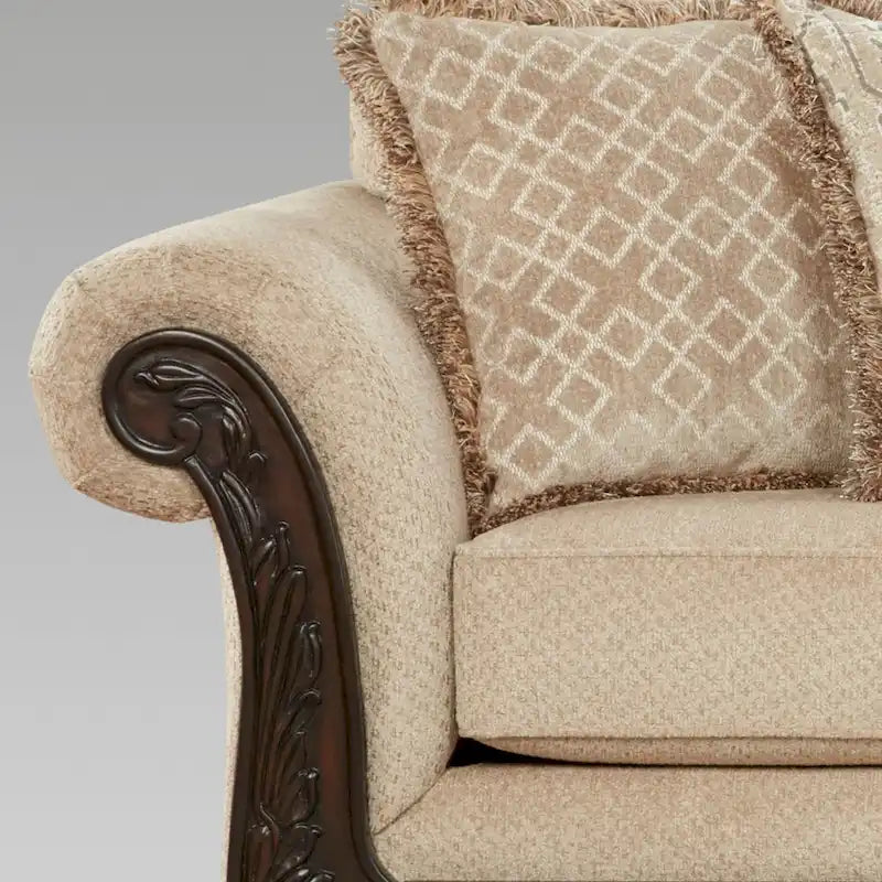 Roundhill Furniture Hernen Carved Wooden Frame Loveseat - image 10