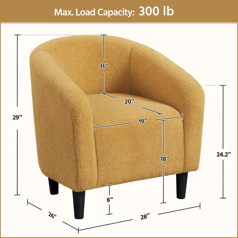 Yaheetech Club Chair Accent Barrel Chair Upholstered Arm Chair - image 34