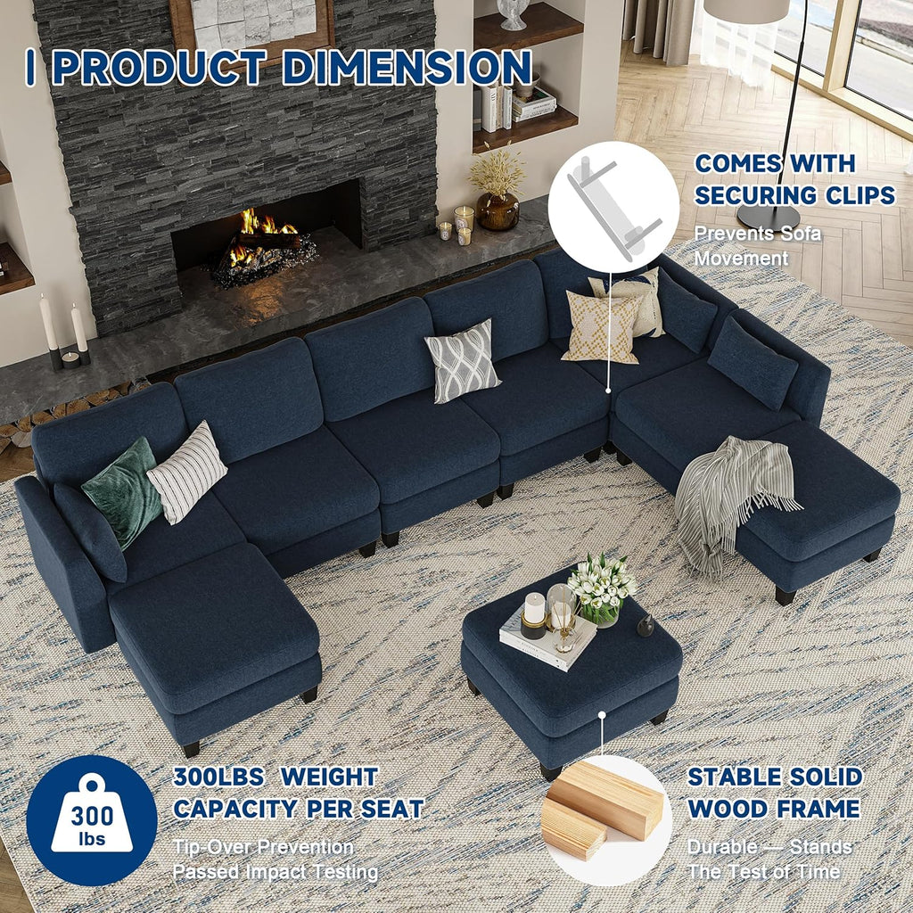 Modular Sectional Sofa, Convertible U Shaped Sofa Couch with High Density Memory Foam, 6 Seat Comfy Modular Sofa Couch for Living Room, Modern U Shaped Sectional Sofa, Dimgrey - image 25