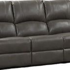Gray Leather Lizzy Sofa and Loveseat Set with Manual Reclining and Solid Wood Frame - image 4