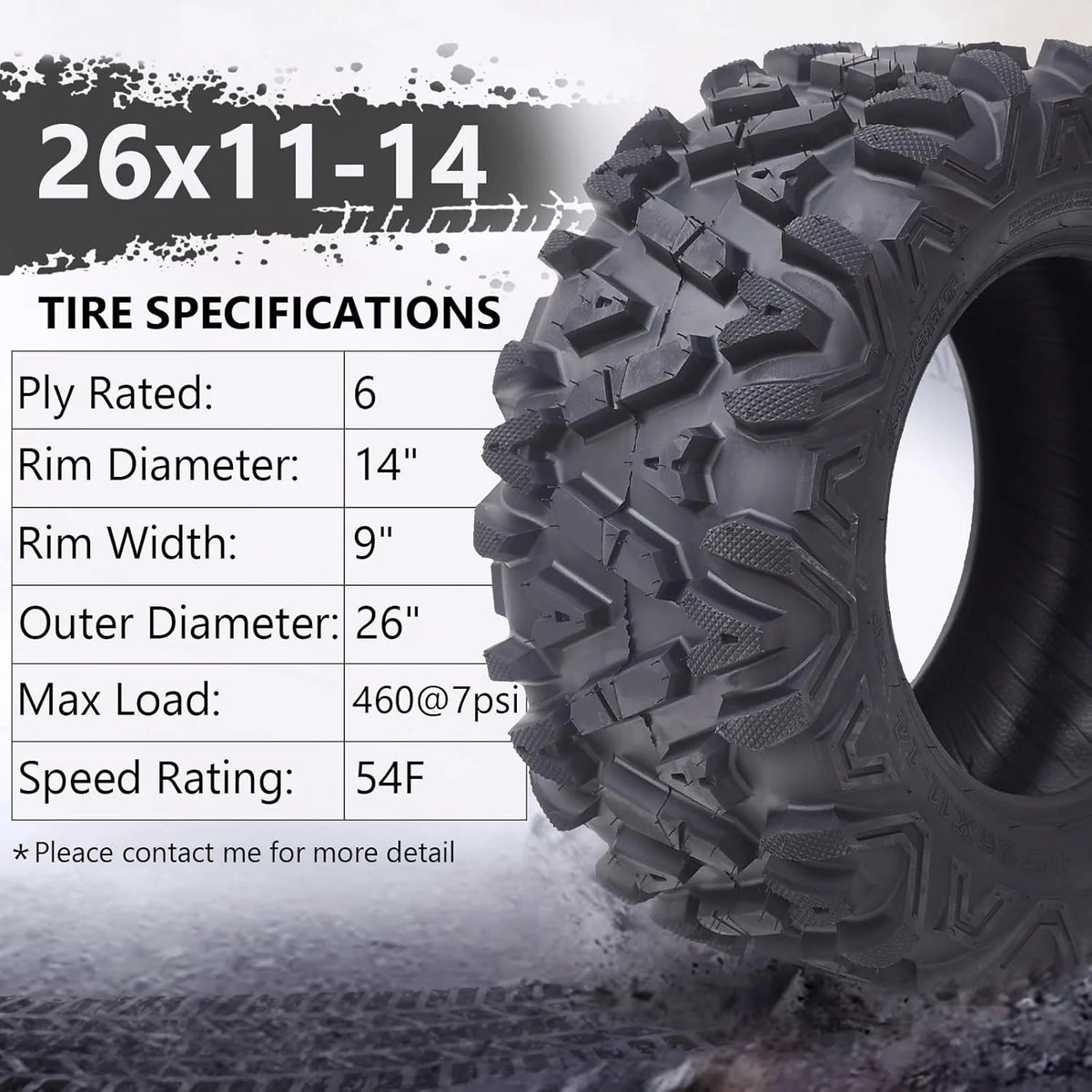 26x12x12 Atv Tires, Set of 2 Atv Tires 26x12-12 6PR, All Terrain Atv/Utv Off-Road Tires, Black - image 13