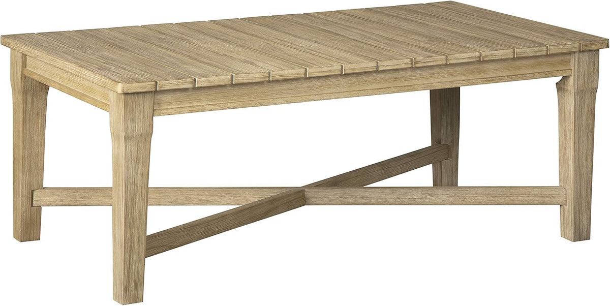 Signature Design by Ashley Clare View Coastal Outdoor Patio Eucalyptus Sofa with Cushions, Beige - image 54