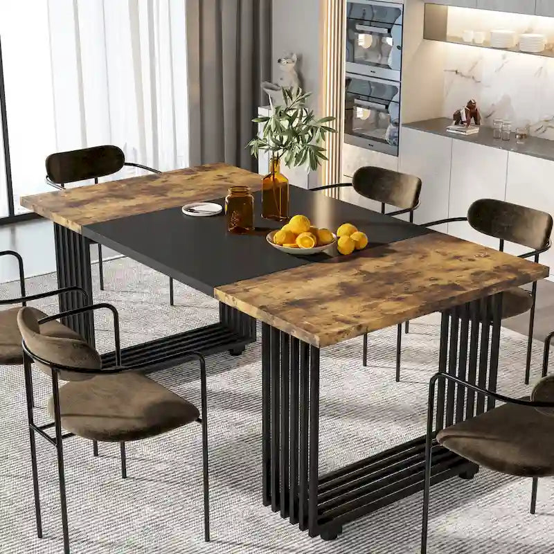 Modern Dining Table with Rectangular Top and Metal Base for 6 to 8 Seating - image 20