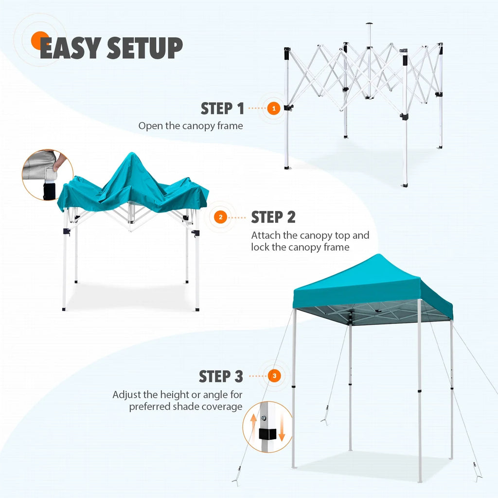 EAGLE PEAK 5x5 Pop up Canopy Tent Instant Outdoor Canopy Easy Set - up Straight Leg Folding Shelter（blue） - image 50
