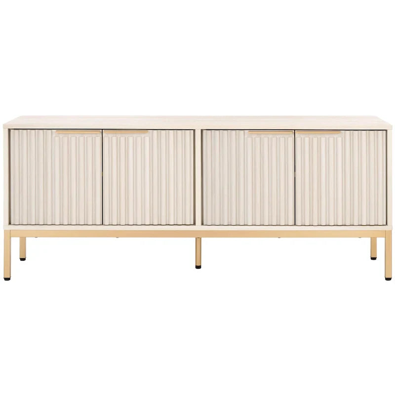 Mid Century TV Stand with Tambour Doors and Storage Drawers - image 2