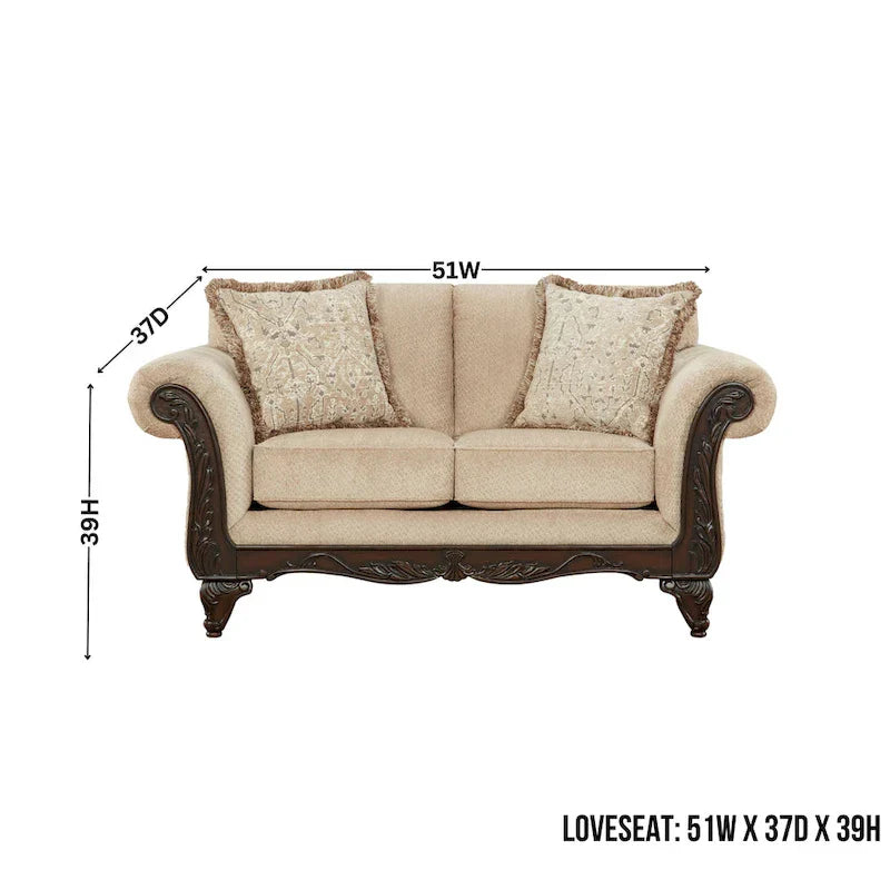 Roundhill Furniture Hernen Carved Wooden Frame Loveseat - image 12