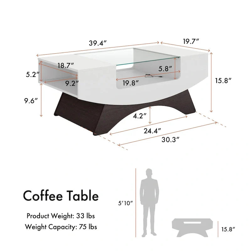 Angelic Contemporary Storage Coffee Table with Glass Insert by Furniture of America - image 9